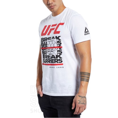 Camiseta Reebok UFC Para Hombre Blanca UFC 217 NYC Peso 60/40 Rendimiento  CU9772