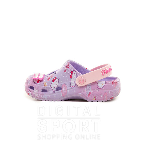 ZUECOS CLOGS HELLO KITTY LILA
