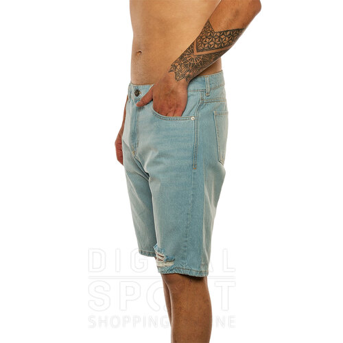 BERMUDA STRAIGHT RIPPED BLUE